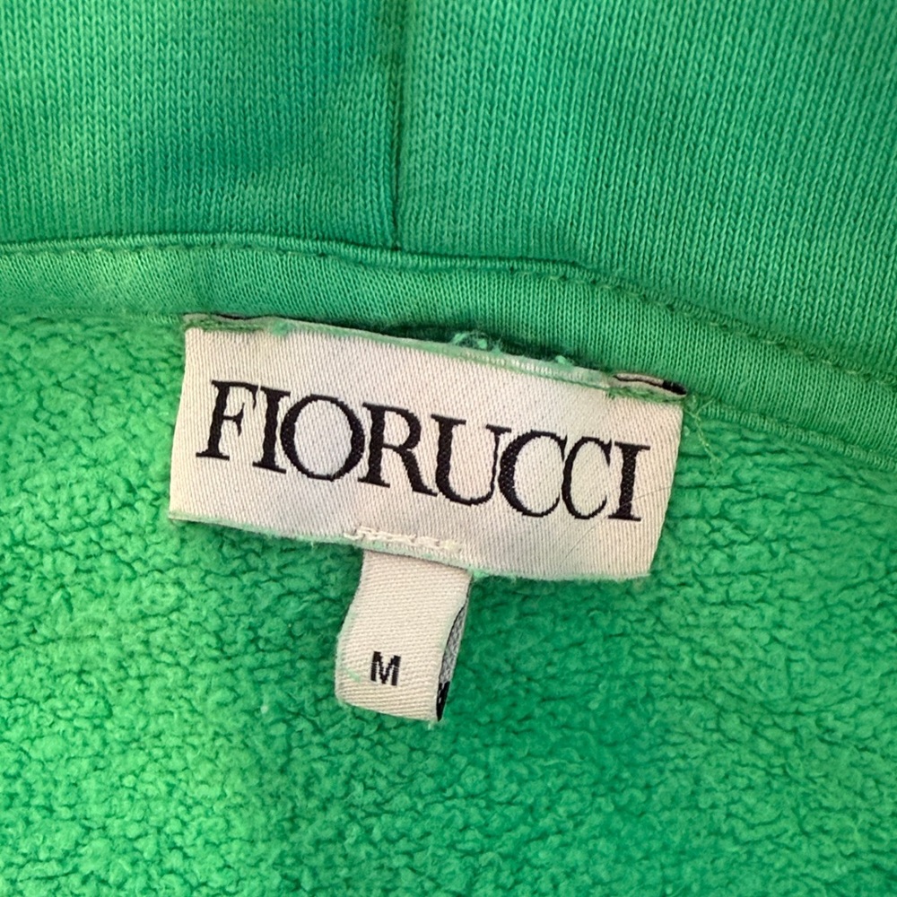 Fiorucci Bright Green Cropped Hoodie with Angel Floral Graphic M - Picture 4 of 5
